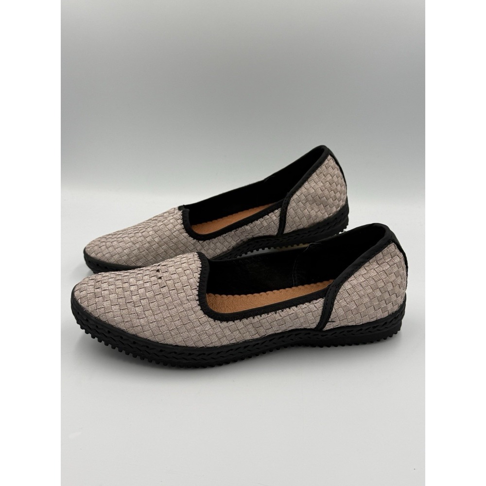 Bernie Mev Woven Flat Slip On Shoes Women Size 41 (US Size 10) Nude Metallic NIB